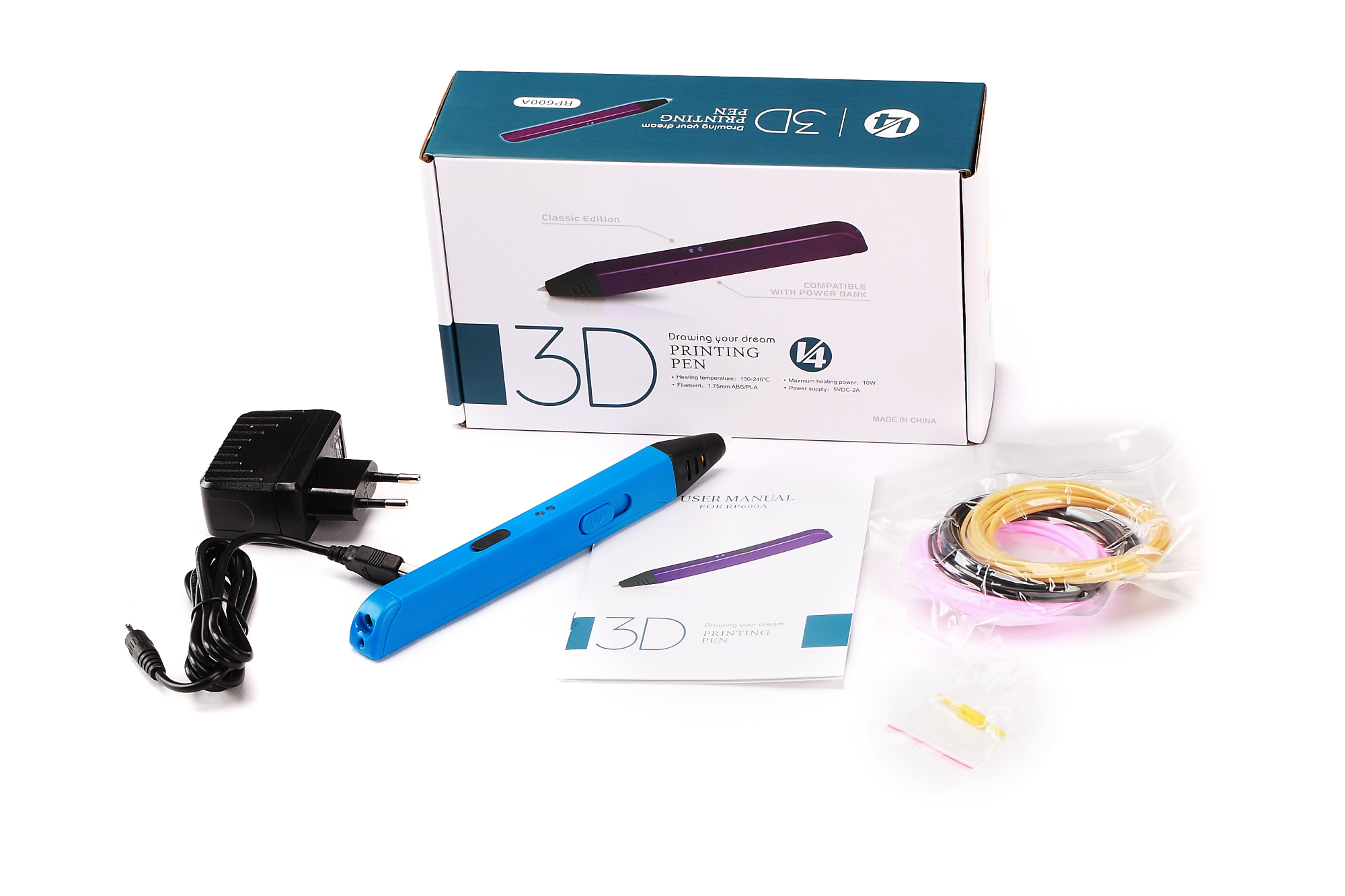 3D printer pen set + cartridges 9 meters - Ikonka - Hurtownia